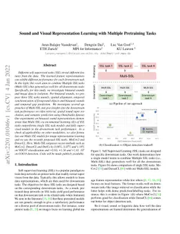 Sound and Visual Representation Learning with Multiple Pretraining Tasks