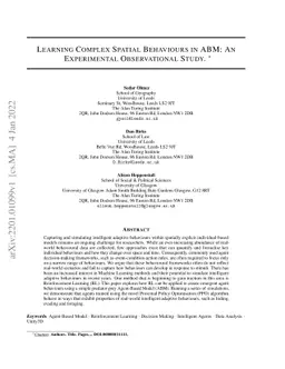 Learning Complex Spatial Behaviours in ABM: An Experimental
  Observational Study