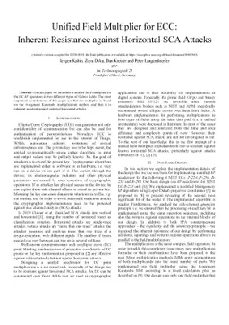 Unified Field Multiplier for ECC: Inherent Resistance against Horizontal
  SCA Attacks