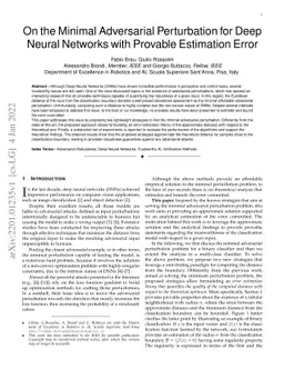 On the Minimal Adversarial Perturbation for Deep Neural Networks with
  Provable Estimation Error