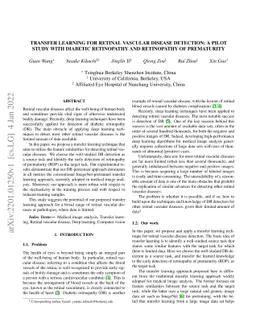 Transfer Learning for Retinal Vascular Disease Detection: A Pilot Study
  with Diabetic Retinopathy and Retinopathy of Prematurity