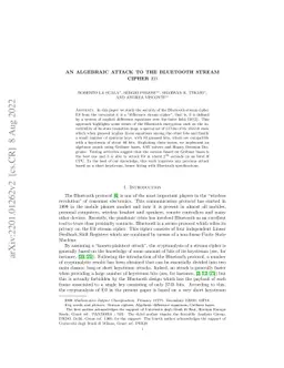 An algebraic attack to the Bluetooth stream cipher E0