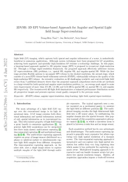 3DVSR: 3D EPI Volume-based Approach for Angular and Spatial Light field
  Image Super-resolution