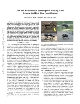 Test and Evaluation of Quadrupedal Walking Gaits through Sim2Real Gap
  Quantification