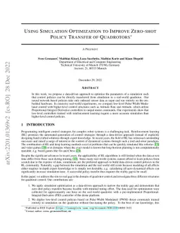 Using Simulation Optimization to Improve Zero-shot Policy Transfer of
  Quadrotors