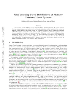 Joint Learning-Based Stabilization of Multiple Unknown Linear Systems