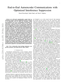 End-to-End Autoencoder Communications with Optimized Interference
  Suppression