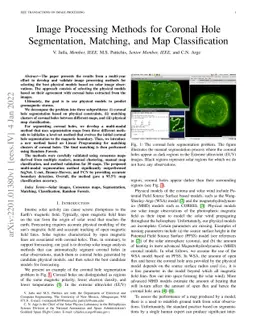 Image Processing Methods for Coronal Hole Segmentation, Matching, and
  Map Classification