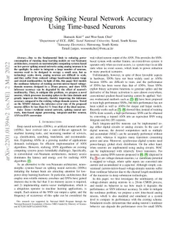 Improving Spiking Neural Network Accuracy Using Time-based Neurons