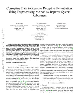 Corrupting Data to Remove Deceptive Perturbation: Using Preprocessing
  Method to Improve System Robustness