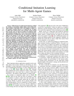 Conditional Imitation Learning for Multi-Agent Games