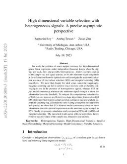 High-dimensional variable selection with heterogeneous signals: A
  precise asymptotic perspective