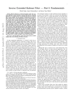 Inverse Extended Kalman Filter -- Part I: Fundamentals