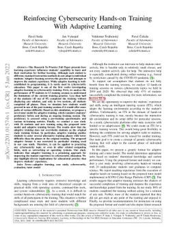 Reinforcing Cybersecurity Hands-on Training With Adaptive Learning
