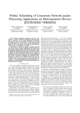 Pythia: Scheduling of Concurrent Network packet Processing Applications
  on Heterogeneous Devices [EXTENDED VERSION]