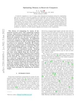 Optimizing Memory in Reservoir Computers
