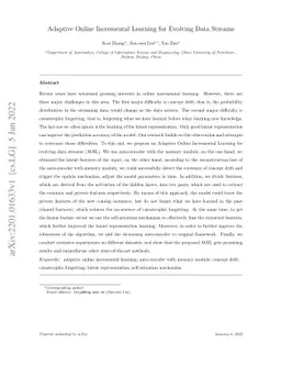 Adaptive Online Incremental Learning for Evolving Data Streams