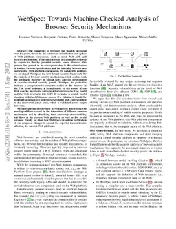 WebSpec: Towards Machine-Checked Analysis of Browser Security Mechanisms