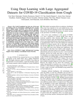 Using Deep Learning with Large Aggregated Datasets for COVID-19
  Classification from Cough