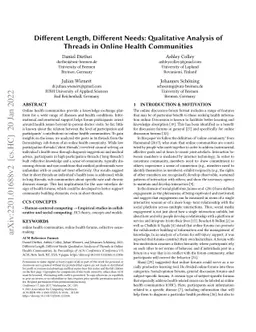Different Length, Different Needs: Qualitative Analysis of Threads in
  Online Health Communities
