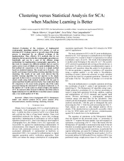 Clustering versus Statistical Analysis for SCA: when Machine Learning is
  Better