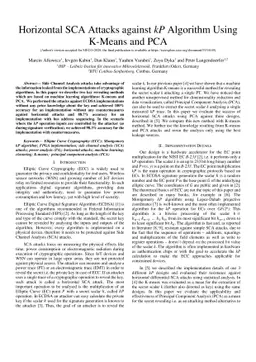 Horizontal SCA Attacks against kP Algorithm Using K-Means and PCA