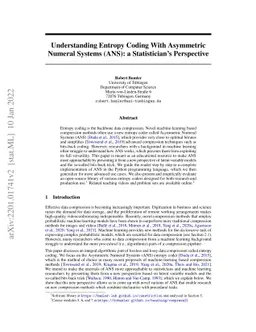 Understanding Entropy Coding With Asymmetric Numeral Systems (ANS): a
  Statistician's Perspective