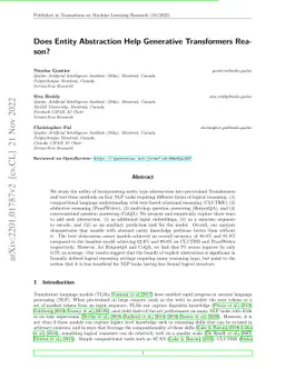 Does Entity Abstraction Help Generative Transformers Reason?