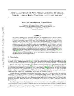 Formal Analysis of Art: Proxy Learning of Visual Concepts from Style
  Through Language Models