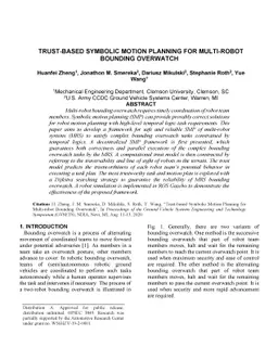 Trust-based Symbolic Motion Planning for Multi-robot Bounding Overwatch