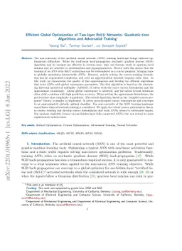 Efficient Global Optimization of Two-Layer ReLU Networks: Quadratic-Time Algorithms and Adversarial Training