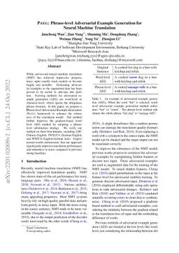 PAEG: Phrase-level Adversarial Example Generation for Neural Machine
  Translation