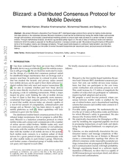 Blizzard: a Distributed Consensus Protocol for Mobile Devices
