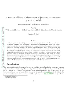 A note on efficient minimum cost adjustment sets in causal graphical
  models