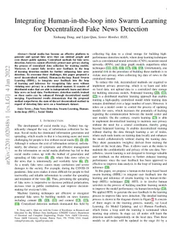 Integrating Human-in-the-loop into Swarm Learning for Decentralized Fake
  News Detection