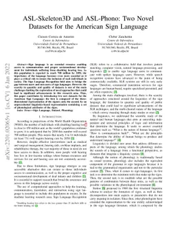 ASL-Skeleton3D and ASL-Phono: Two Novel Datasets for the American Sign
  Language