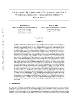 Uncertainty Quantification Techniques for Space Weather Modeling:
  Thermospheric Density Application