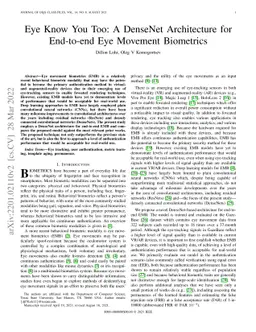 Eye Know You Too: A DenseNet Architecture for End-to-end Eye Movement
  Biometrics