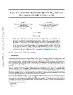 ConTrip: Consensus Sentiment review Analysis and Platform ratings in a
  single score