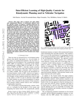 Data-Efficient Learning of High-Quality Controls for Kinodynamic
  Planning used in Vehicular Navigation