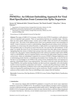 PWM2Vec: An Efficient Embedding Approach for Viral Host Specification
  from Coronavirus Spike Sequences