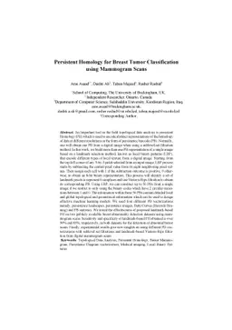 Persistent Homology for Breast Tumor Classification using Mammogram
  Scans