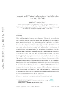 Learning Multi-Tasks with Inconsistent Labels by using Auxiliary Big
  Task