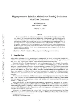 Hyperparameter Selection Methods for Fitted Q-Evaluation with Error
  Guarantee