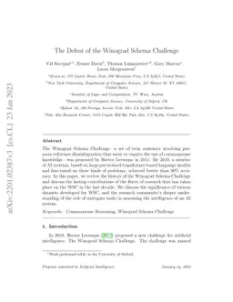 The Defeat of the Winograd Schema Challenge