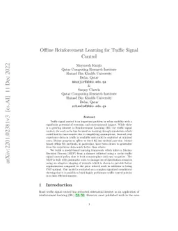 Offline Reinforcement Learning for Road Traffic Control