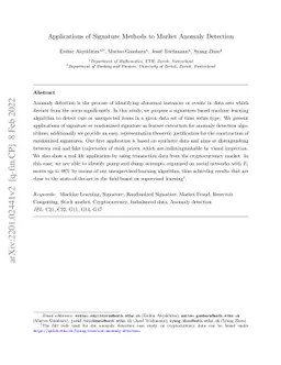 Applications of Signature Methods to Market Anomaly Detection