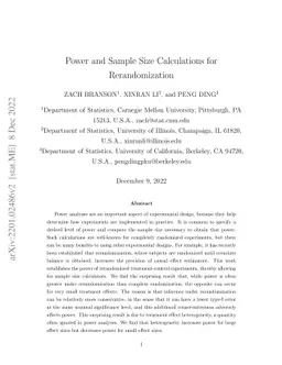 Power and Sample Size Calculations for Rerandomization