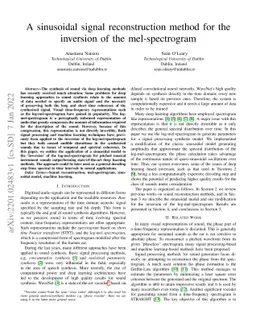 A sinusoidal signal reconstruction method for the inversion of the
  mel-spectrogram