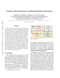 Progressive Video Summarization via Multimodal Self-supervised Learning